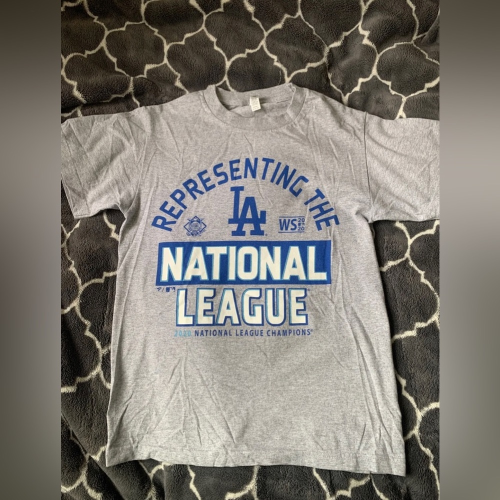 LA Dodgers 2020 World Series Champions Shirt National League Small In Men Used